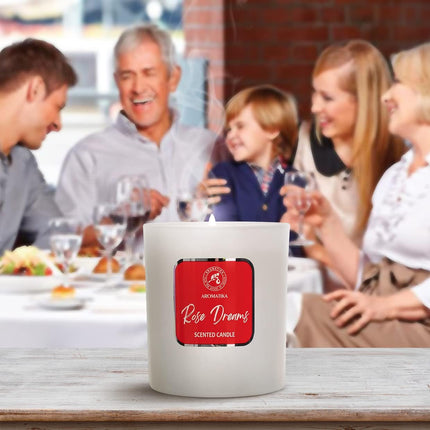 Scented Candle Rose Dreams - Essential Oil Aromatherapy Candle - Soywax Candle - up to 45 Hours Burn Time - Glass Candle Gift - Luxury Soy Wax Candle for Home Scented - Home Scented Candles