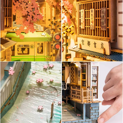 Rolife DIY Book Nook Japanese Sakura Densya in Books Series Wooden Miniature House with Furniture Doll House Kits Toy