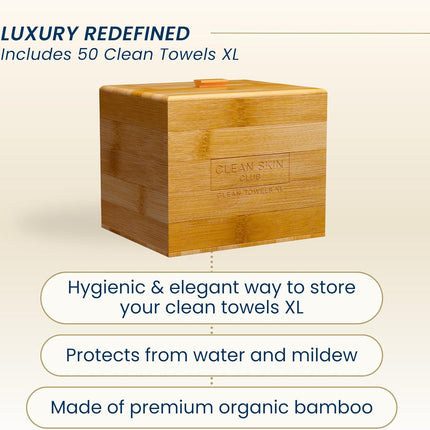 Luxe Bamboo Box & Towels XL, Face Towel, Disposable Makeup Remover Dry Wipes, Facial Wash (Cover)