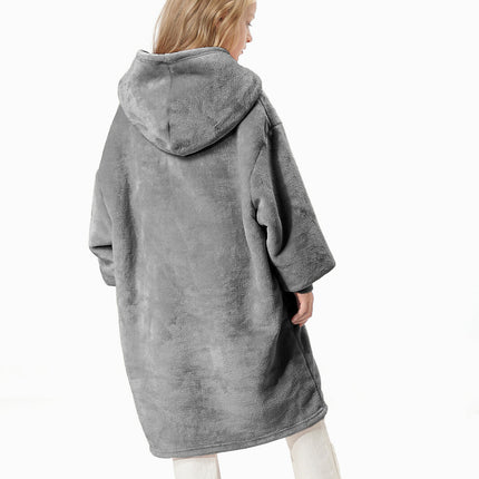 Kids Childrens Hoodie Blanket Oversized Plush Flannel Hooded Sweatshirt