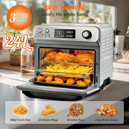 24L Air Fryer Oven with Rotisserie Digital Knob 1800W 10In1 Airfryer