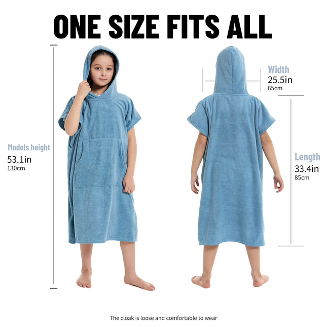 Kids Bath Hooded Changing Towel Robe, Swimming Robe Surf Beach Poncho, Quick Dry Absorbent Surf Poncho, Microfiber Towels