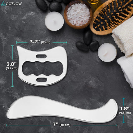 2-In-1 Stainless Steel Muscle Scraper Tool Set for IASTM Therapy - Skin Scraping Massage Tools for Soft Tissue Mobilization - Deep Tissue Gua Sha for Arms, Legs & Back - by