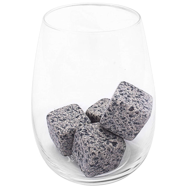 Granite Whiskey Stones Reusable Set of 6 Scotch Whisky Cooling Rocks & Pouch UK