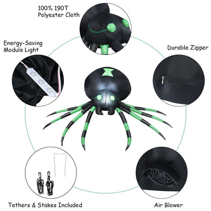 Inflatable Halloween Spide with LED Lights and Powerful Blower