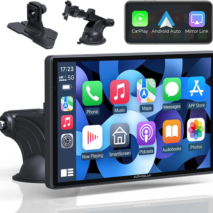 Carplay Screen for Car, 7'' Wireless App-Le Carplay & Android Auto Car Stereo, Portable Car Play Touch Screen Digital Media Receivers with GPS Navigation/Mirror Link/Bluetooth/Fm/Aux/Usb