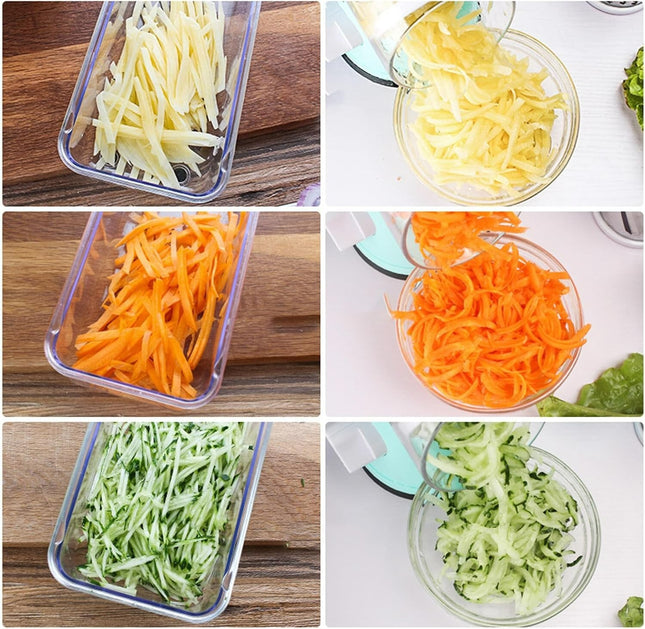 3 in 1 Rotary Cheese Grater SS Handheld Fruit Vegetable Slicer Shredder Chopper