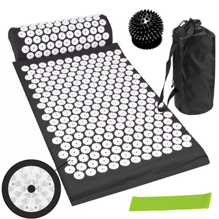 Acupressure Mat with Pillow & Ball Acupuncture Pin Massage Set Neck Pain Relief