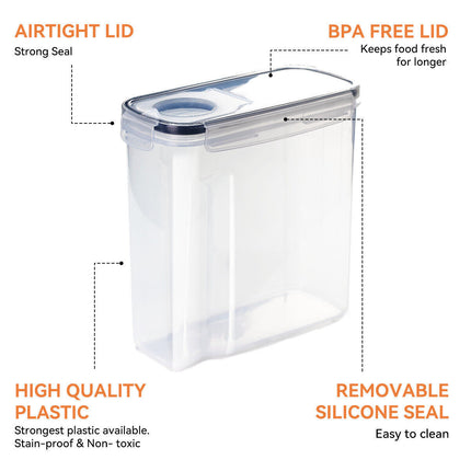4X Airtight 2.5L Food Cereal Containers Lid for Kitchen Flour Pasta Sugar Baking