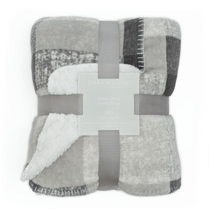 Dreamscene Check Sherpa Flannel Fleece Blanket Throw over Sofa Tartan Plush Warm