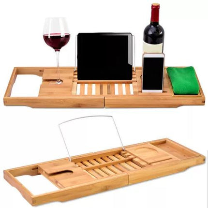 Extendable Bathtub Caddy Tray Bamboo Bath Tub Storage Rack Shelf Holder Bathroom