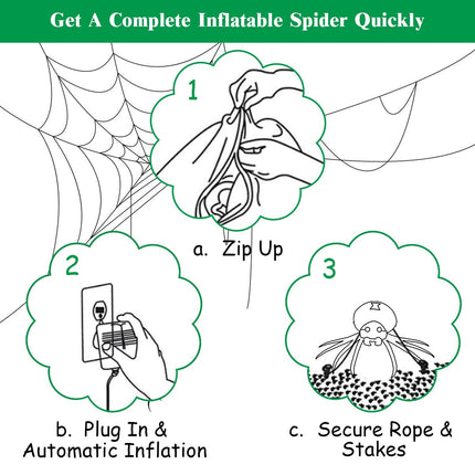 Inflatable Halloween Spide with LED Lights and Powerful Blower