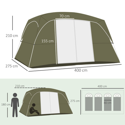 4-8 Person Family Camping Tent with 2 Room Mesh Windows, Easy Set Up