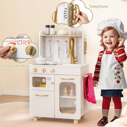 Kids Kitchen Setwith Stoves Faucet Sink Telephone Microwave and Oven
