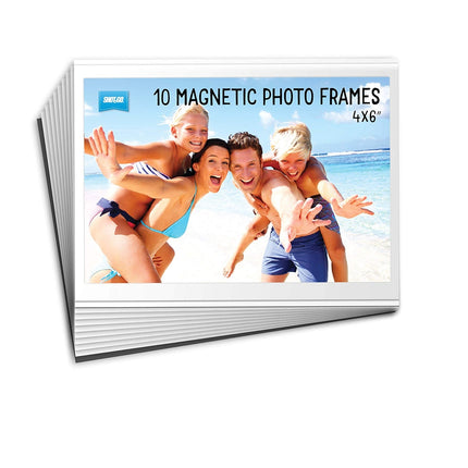 Shot2Go Magnetic Photo Frames 10 Pack Clear Fridge Picture Holders 4X6 Inches