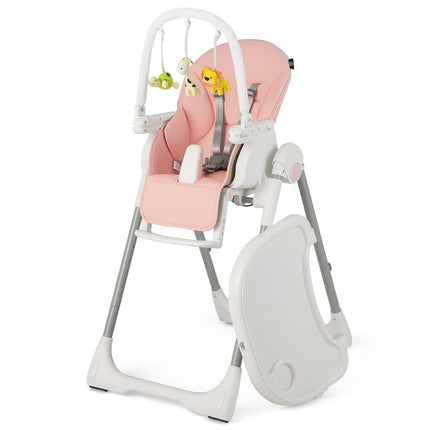 4-In-1 Foldable Baby High Chair with 7 Adjustable Heights and 4 Reclining Angles