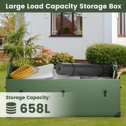 658L Outdoor Storage Box Tarpaulin Deck Box with Ventilated Window