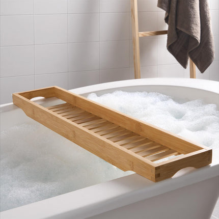 OHS Wooden Bath Tub Rack Storage Bathroom Caddy Shelf Tray Soap Holder Tidy Unit