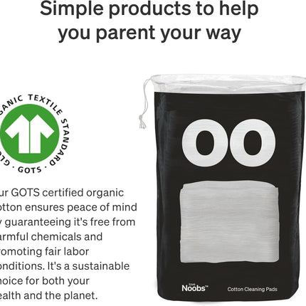 Large Baby Cotton Pads by Lovenoobs, 360 Count, GOTS Certified 100% Organic Large Cotton Wool Pads for Babies, Ultra Soft for Sensitive Skin, Lint-Free, Premium Jumbo Size