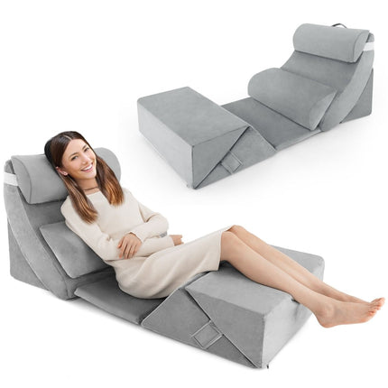 7 PCS Adjustable Support Pillow Set Bed Wedge Pillows with Memory Foam