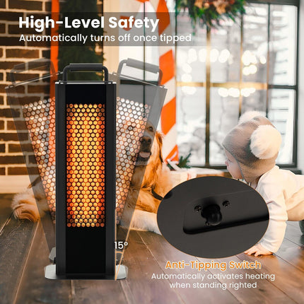 1200W Patio Heater Portable Electric Heater W/ Double-Sided Heating Waterproof