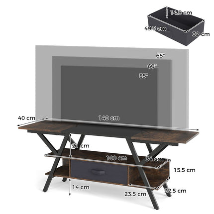 3-Tier Entertainment Center with LED Lights and Power Outlets