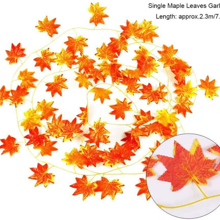 175Cm Artificial Autumn Fall Maple Leaves Garland Hanging Plant Halloween Decor