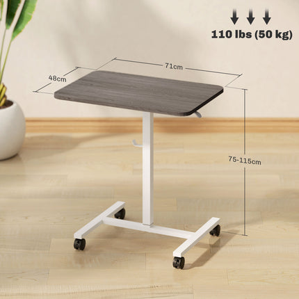 Pneumatic Height Adjustable Standing Desk with Wheels and Headphone Hook