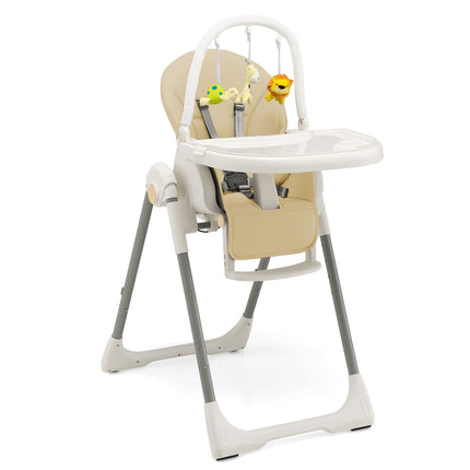4-In-1 Foldable Baby High Chair with 7 Adjustable Heights and 4 Reclining Angles