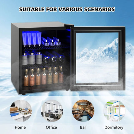 46L Mini Fridge Beverage Cooler Refrigerator Low Noise Drink Dispenser Machine