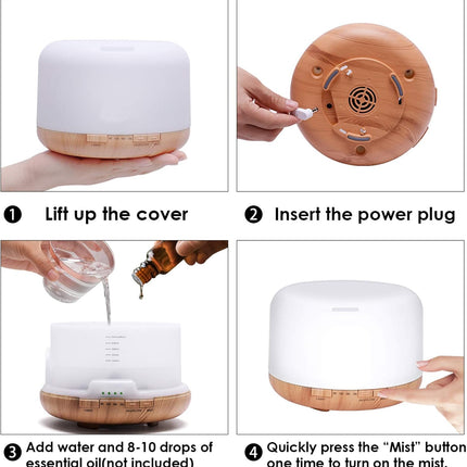 Diffuserlove Essential Oil Diffuser 500ML Remote Control Aromatherapy Diffuser C