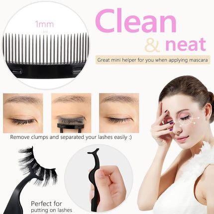 Eyelash Curlers Eyebrow Brush Kit for Women W Lash Curler, Eyelash Comb Seperator, Mascara Brushes, Eyelash Extension Tweezers, Angled Eyebrow Brush and Comb, 10 Silicone Refills Pads for Lash & Brow