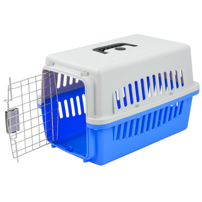 KCT SMALL BLUE PLASTIC PET CARRIER CAT DOG PORTABLE CARRY CRATE TRAVEL CASE