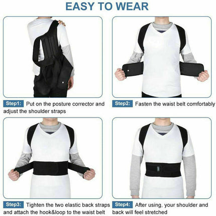Adjustable Posture Corrector Back Brace Men Women Lumbar Shoulder Support Belt