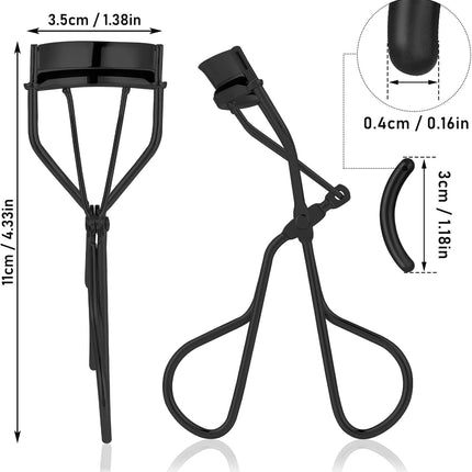 Eyelash Curlers with 10 Refill Silicone Pads, Rose Golden Eyelashes Curler for Women, Lash Curler Easy to Curl Eyelashes Naturally and Fits All Eye Shapes (Black)