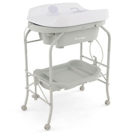 2-In-1 Baby Change Table with Bathtub and Folding Changing Station