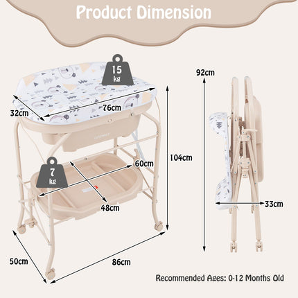 2-In-1 Baby Change Table with Bathtub and Folding Changing Station