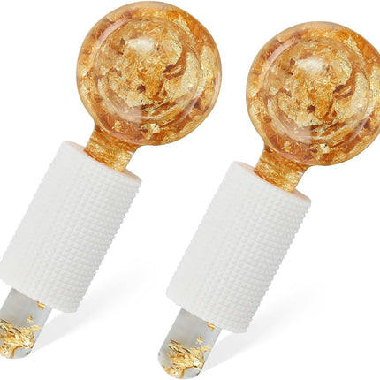 Ice Globes for Facial, Cooling Globes Set for Eye & Neck, Cold Glass Ice Roller Ball, Cryo Sticks Face Globes, Tighten Skin, Reduce Puffiness and Dark Circles, Enhance Circulation, Gold