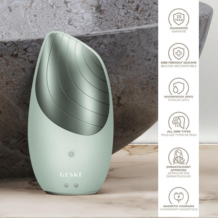 Smartappguided™ Sonic Thermo Facial Brush | 6 in 1 | Skin Cleansing | Cleansing Brush with Thermal Function | Facial Massager | Electric Facial Brush | Facial Cleansing Device