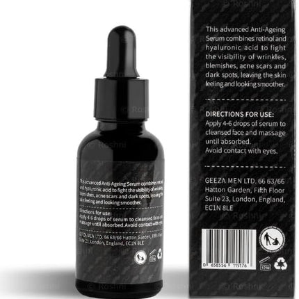 Men'S anti Ageing Facial Serum with Hyaluronic Acid & Retinol - Reduce Fine Lines & Wrinkles