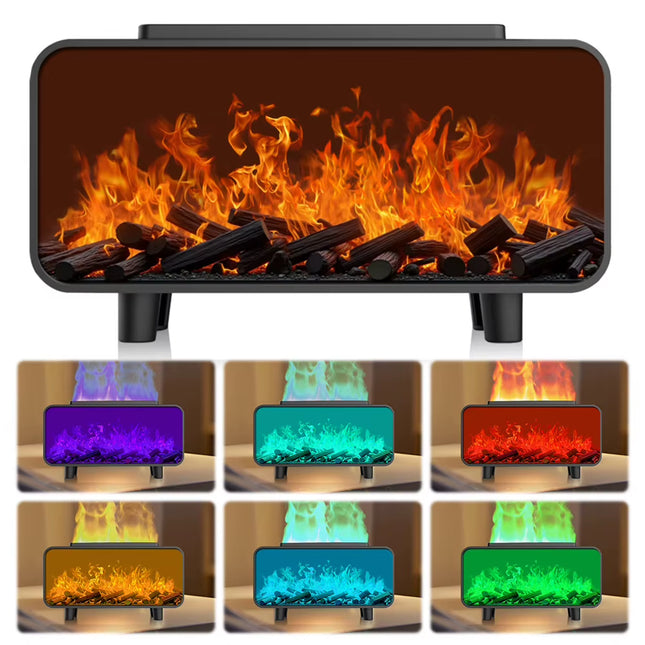 7 Colors Fire Aroma Diffuser Humidifier Mute Work for Home Office Yoga (Black)
