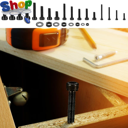 1225Pcs M2 M3 M4 M5 Hexagon Socket Screws, Bolts, Nuts, and Washers Assortment K