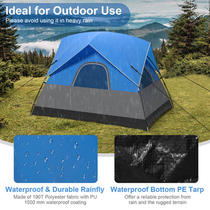 3-Person Outdoor Camping Tent with Removable Floor Mat