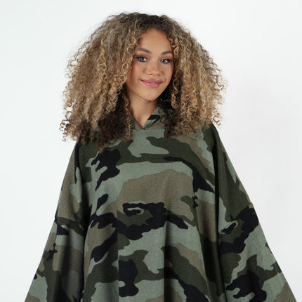 Brentfords Camo Adult Towel Poncho Oversized Quick Dry Hooded Bath Changing Robe