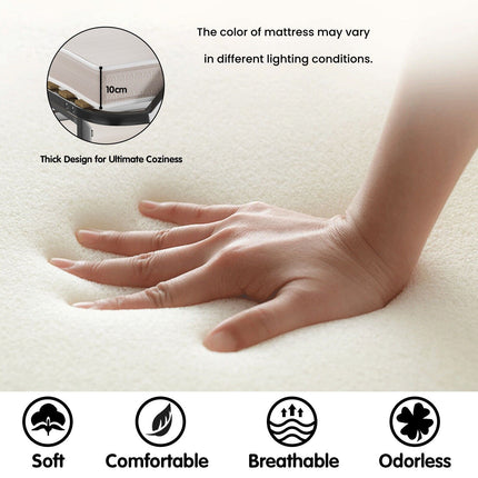 Folding Bed with 10 Cm Memory Foam Mattress and Wheels