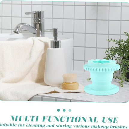 Space-Saving Makeup Brush Cleaner Box Silicone Makeup Sponge Cleaner Multipurpose Beauty Tool Cleaning Box