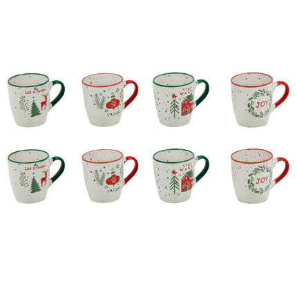 4/8 Pcs Mugs Ceramic Stoneware Festive Christmas Design Tea Coffee Gift Box Set