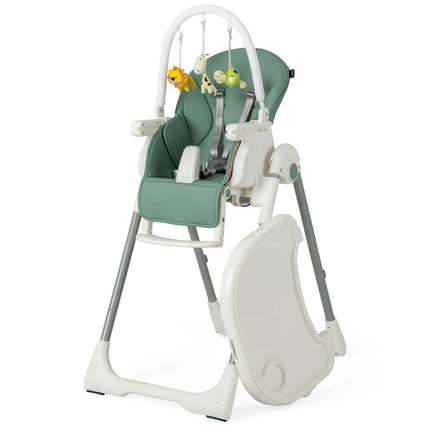 4-In-1 Foldable Baby High Chair with 7 Adjustable Heights and 4 Reclining Angles