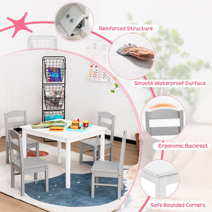 Kids Table and 4 Chairs Set for Toddlers Dining, Drawing, Reading