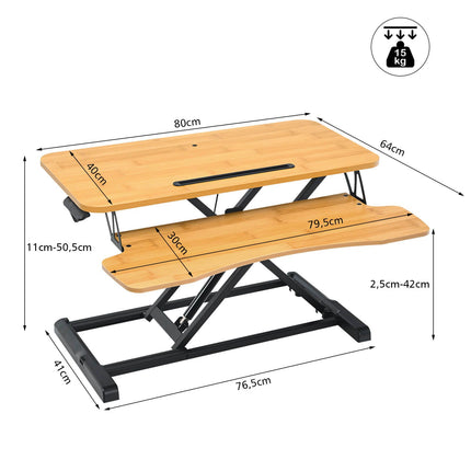 Height-Adjustable Ergonomic Sit-Stand Desk with Metal Frame and Clamping Plates